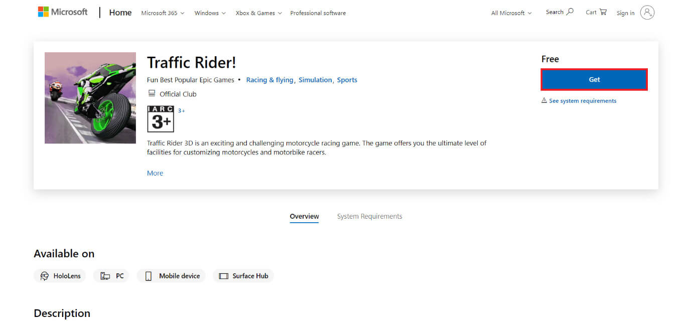 download-page-of-traffic-rider أفضل 50 لعبة على Windows 10 للتنزيل المجاني