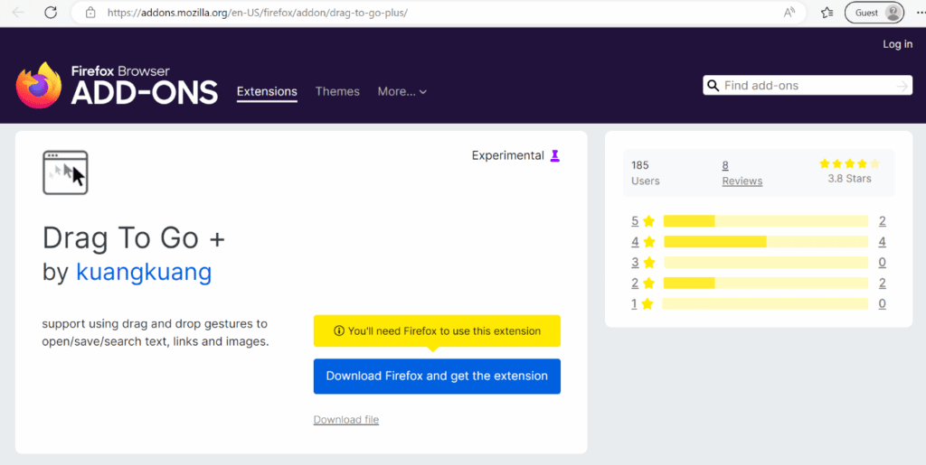 drag-to-go-firefox-browser-extension-1024x515-1 أفضل 26 إضافة لمتصفح Firefox للمطورين والمصممين