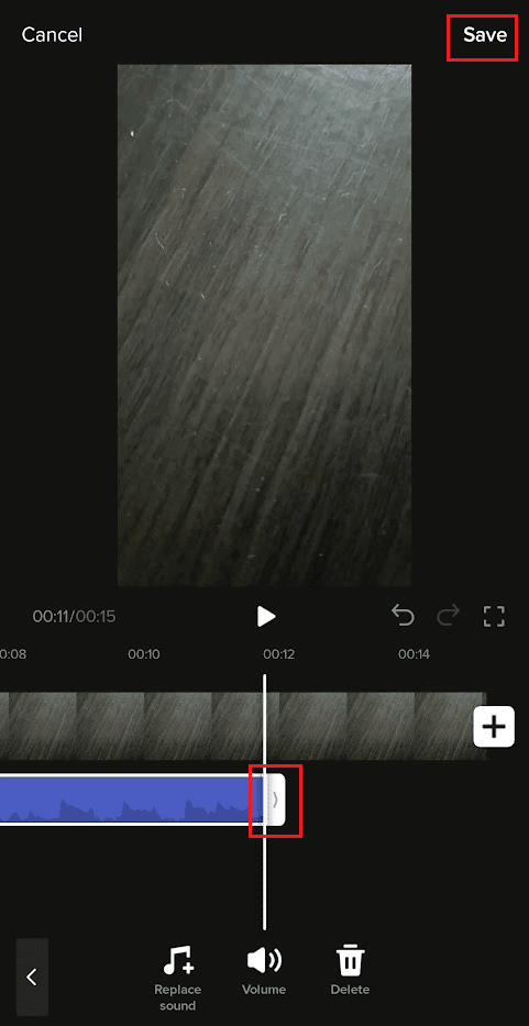end-of-the-soundtrack-arrow-end-move-it-to-the-left-to-trim-Save كيفية قص الصوت على TikTok
