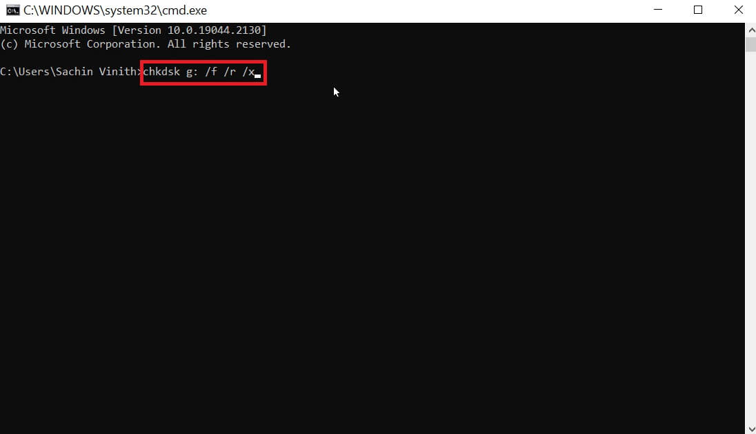 enter-chkdsk-command-2 إصلاح تنسيق ملف WhatsApp غير مدعوم على Android