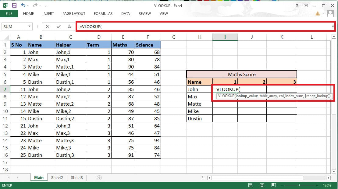 enter-the-vlookup-formula-where-you-want-the-score كيفية استخدام VLOOKUP بمعايير متعددة