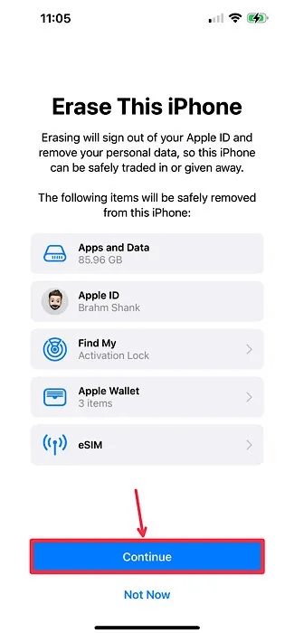 erase-iPhone-continue-button.jpg كيفية إعادة ضبط المصنع لجهاز iPhone
