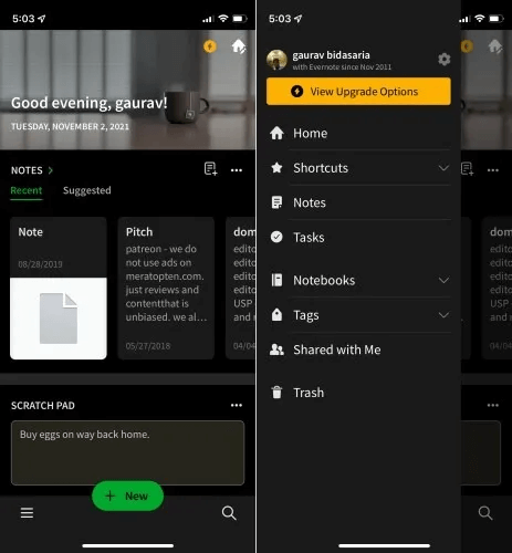 evernote-ios-ui.jpeg مقارنة بين Google Keep و Evernote و Apple Notes: ما هو أفضل تطبيق لتدوين الملاحظات؟