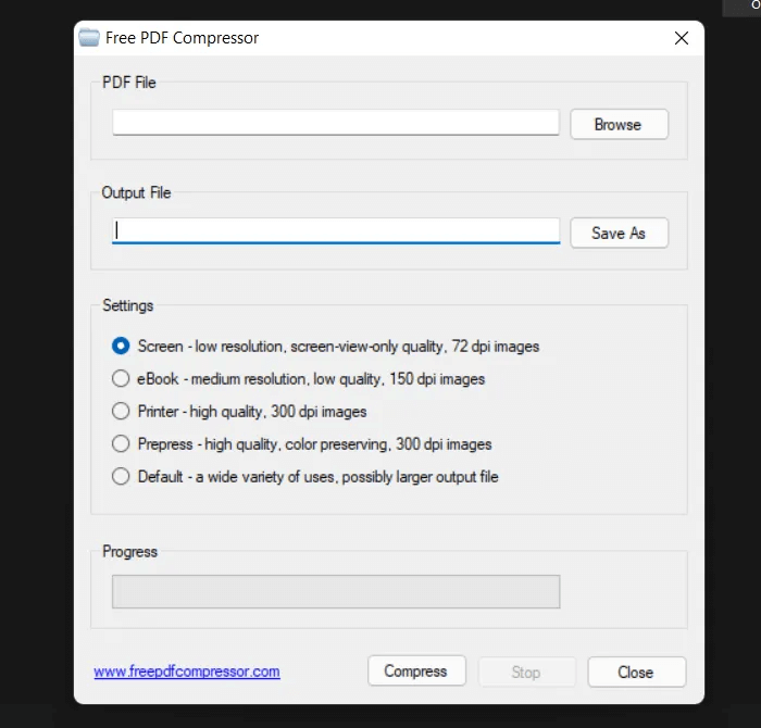 free-pdf-compressor-ui-windows-11.png 8 طرق لضغط مستندات PDF على سطح المكتب والجوال
