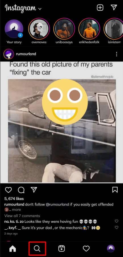 from-the-bottom-panel-of-the-application-select-t كيفية إعادة تعيين أو مسح اقتراحات البحث في Instagram