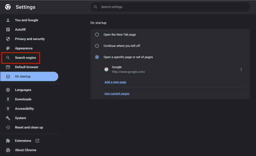 from-the-options-on-the-left-panel-click-on-searc كيفية استعادة صفحة MSN الرئيسية