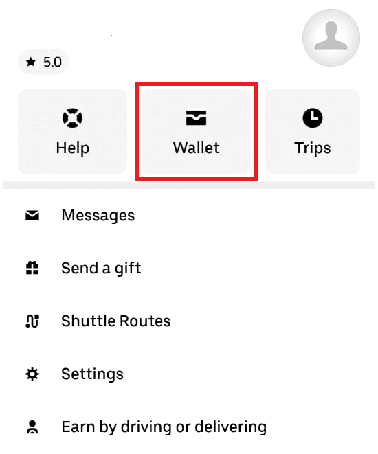 go-to-your-account-and-select-the-wallet-option- كيفية إلغاء تحديد العرض الترويجي على Uber Eats
