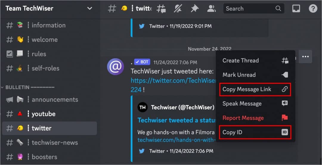 how-to-copy-discord-profile-id-links-8 كيفية نسخ ملف الشخصي والقناة والخادم ومعرف الرسالة والرابط على Discord