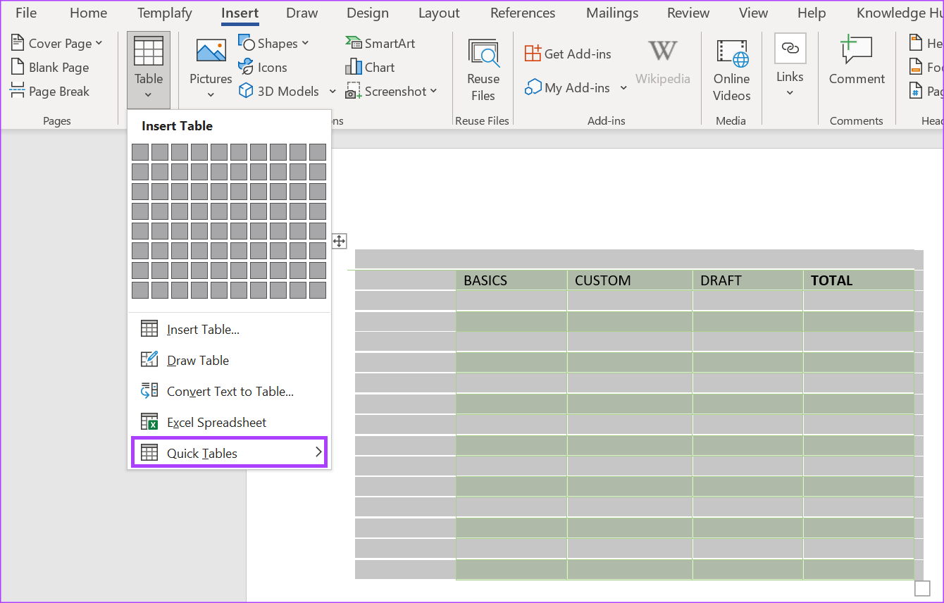 كيفية إنشاء واستخدام قوالب الجداول المخصصة في Microsoft Word - %categories