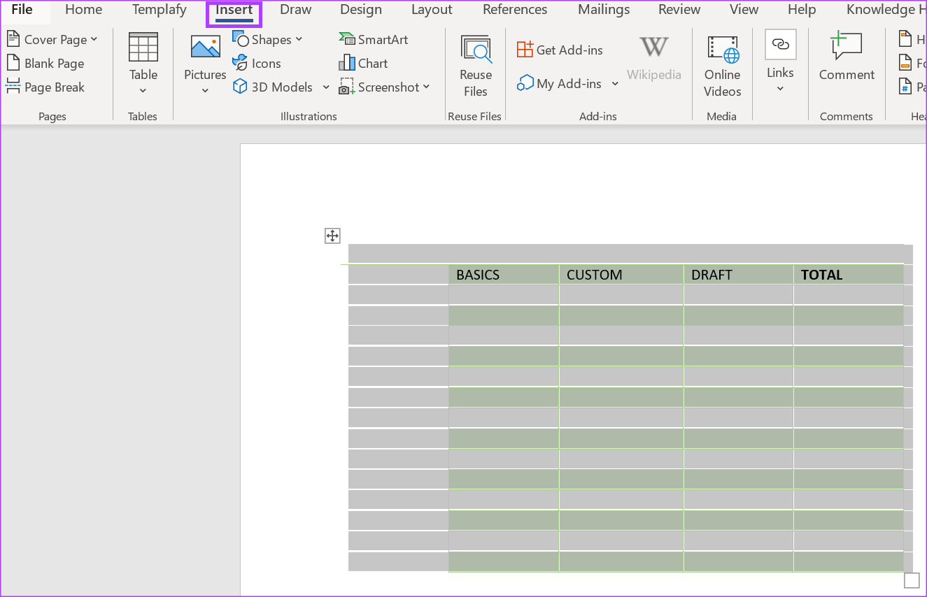 كيفية إنشاء واستخدام قوالب الجداول المخصصة في Microsoft Word - %categories