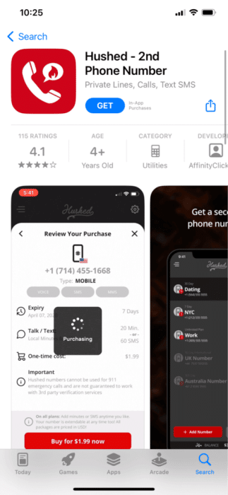 hushed-app-store-1-473x1024-1-e1671714543346 22 من أفضل تطبيقات أرقام الهواتف المزيفة المجانية لـ iPhone