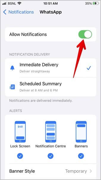 iPhone-Notification-Settings-WhatsApp-Enable كيفية الحصول على إشعارات WhatsApp على شاشة القفل والشاشة الرئيسية