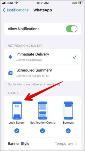 iPhone-Notification-Settings-WhatsApp-Lock-Screen كيفية الحصول على إشعارات WhatsApp على شاشة القفل والشاشة الرئيسية