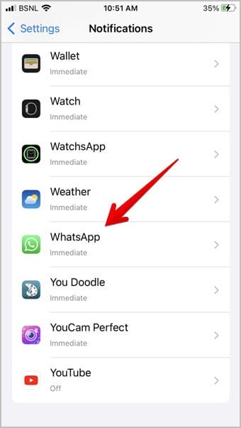 iPhone-Notification-Settings-WhatsApp كيفية الحصول على إشعارات WhatsApp على شاشة القفل والشاشة الرئيسية