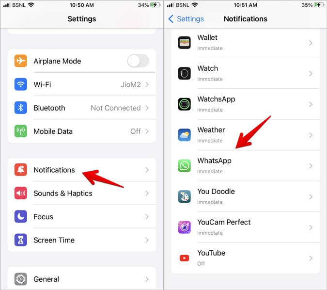iPhone-WhatsApp-Notifications كيفية الحصول على إشعارات WhatsApp على شاشة القفل والشاشة الرئيسية