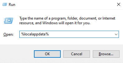 in-the-run-prompt-type-localappdata-and-press-th إصلاح خطأ فشل فحص الفيروسات في Google Chrome