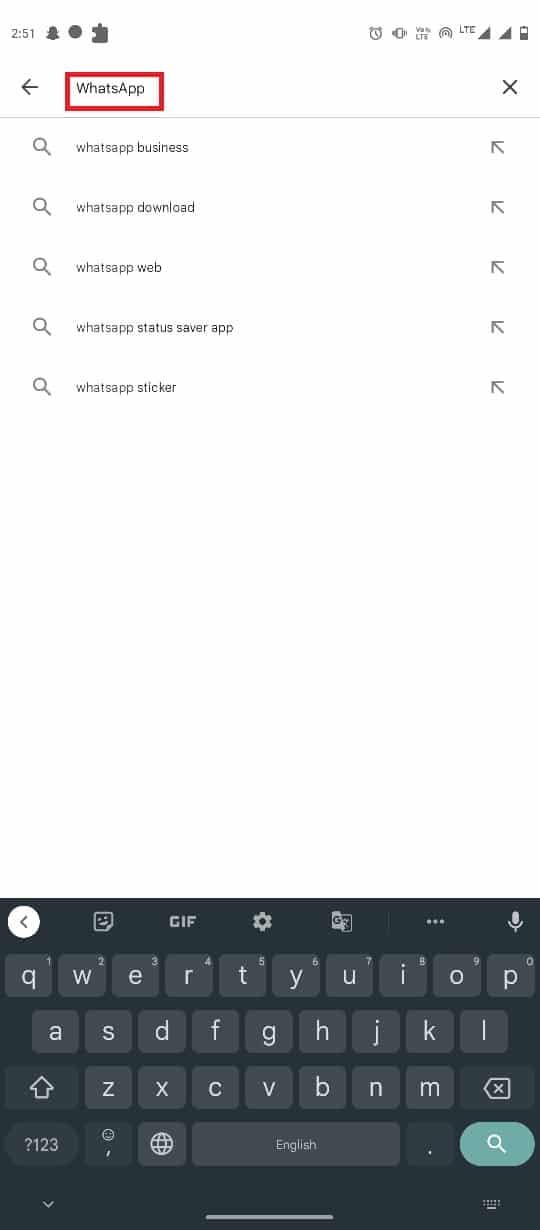 in-the-search-bar-type-whatsapp-and-search-for-it إصلاح تنسيق ملف WhatsApp غير مدعوم على Android