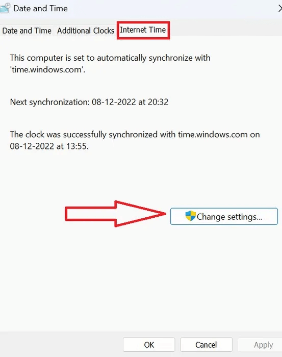 inrtern.jpg كيفية إصلاح مشكلة فشل مزامنة الوقت في Windows
