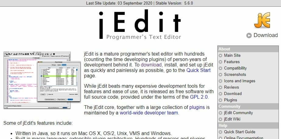 jedit أفضل 30 Code Editor "محرر كود" لـ Windows