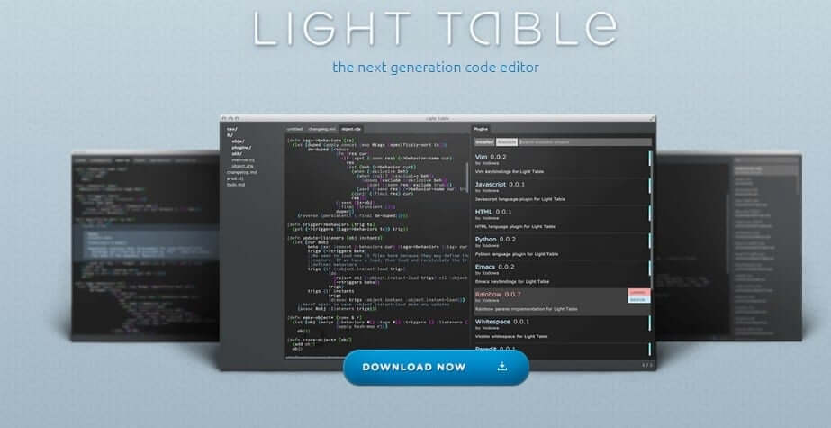 light-table أفضل 30 Code Editor "محرر كود" لـ Windows