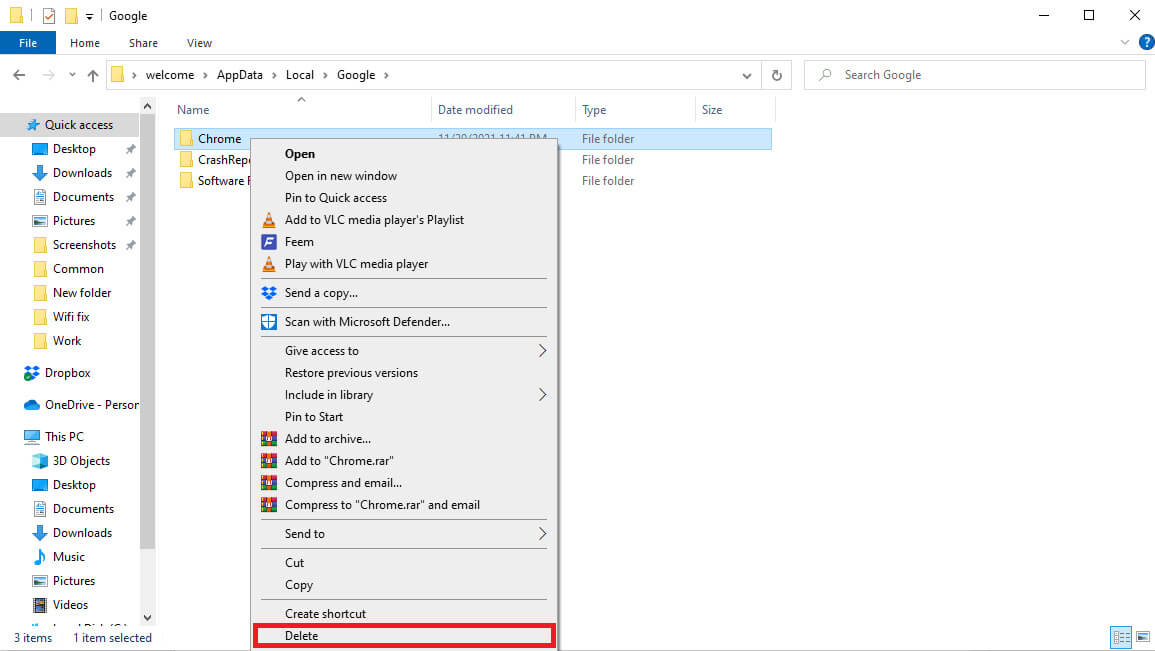 locate-and-right-click-on-the-chrome-folder-and-cl-1 إصلاح خطأ فشل فحص الفيروسات في Google Chrome