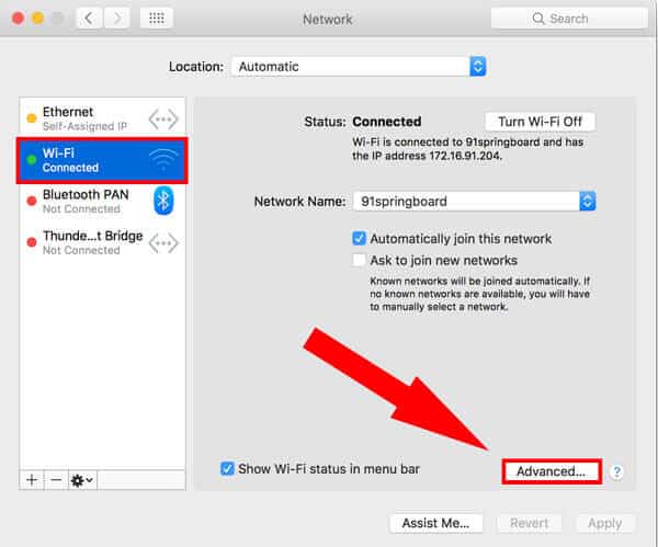 mac_wifi_advanced كيفية إعادة تعيين TCP / IP في أنظمة التشغيل Windows و Linux و macOS