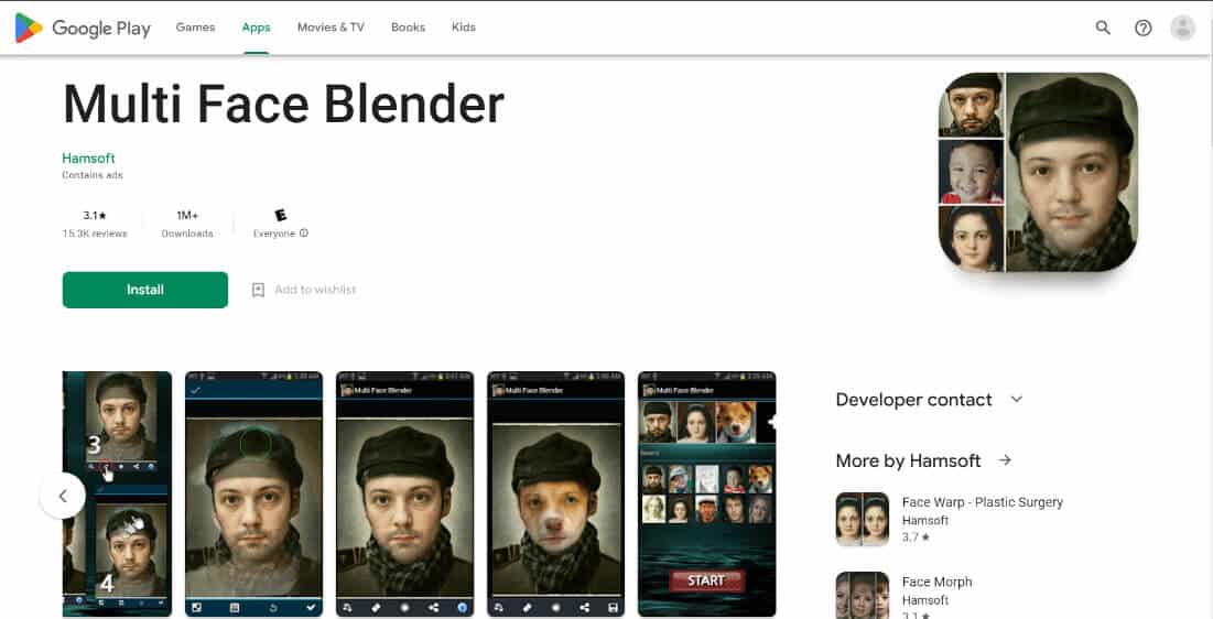 multi-face-blender-playstore أفضل 20 تطبيق لتحويل صور الوجه Face Morph مجاني على Android