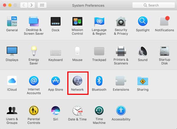 network_sys_preferences كيفية إعادة تعيين TCP / IP في أنظمة التشغيل Windows و Linux و macOS