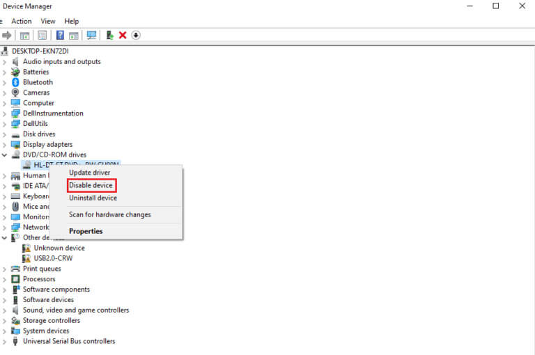open-device-manager-click-on-disable-device-768x510-1 كيفية إصلاح استهلاك خدمة system interrupts لوحدة معالجة مركزية CPU بنسبة 100% في Windows 10