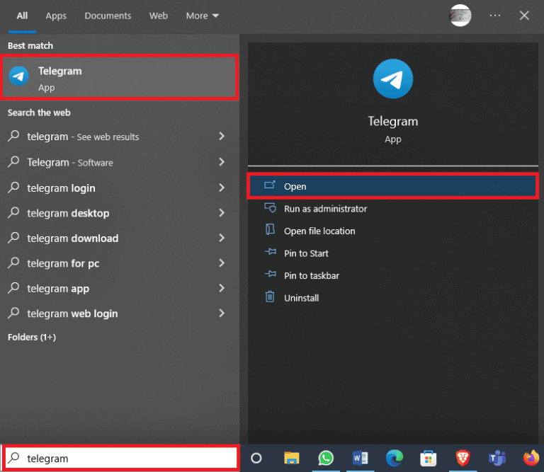 open-telegram-from-the-start-menu-768x667-1 كيفية إضافة وتغيير وحذف صورة ملف تعريف Telegram