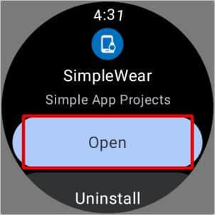 opening-app-from-Play-Store-on-Galaxy-Watch كيفية التحكم في هاتف Android الخاص بك باستخدام Galaxy Watch / WearOS