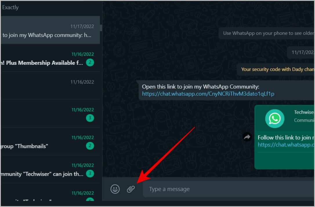 opening-attachment-icon-on-WhatsApp-Web كيفية إنشاء استطلاع على WhatsApp للجوال وسطح المكتب والويب