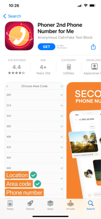 phoner-2nd-phone-number-for-me-app-store-1-473x1024-1-e1671714562146 22 من أفضل تطبيقات أرقام الهواتف المزيفة المجانية لـ iPhone