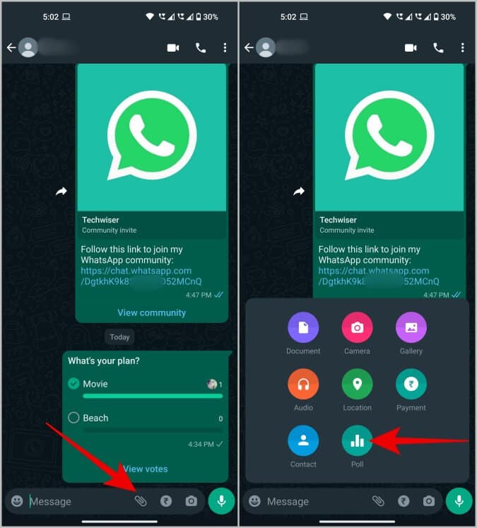 poll-option-on-WhatsApp-on-Android كيفية إنشاء استطلاع على WhatsApp للجوال وسطح المكتب والويب
