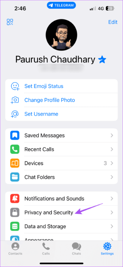 privacy-and-security-telegram-iphone-1-474x1024-1 أفضل 5 إصلاحات لعدم عمل معرف الوجه Face ID في Telegram على iPhone