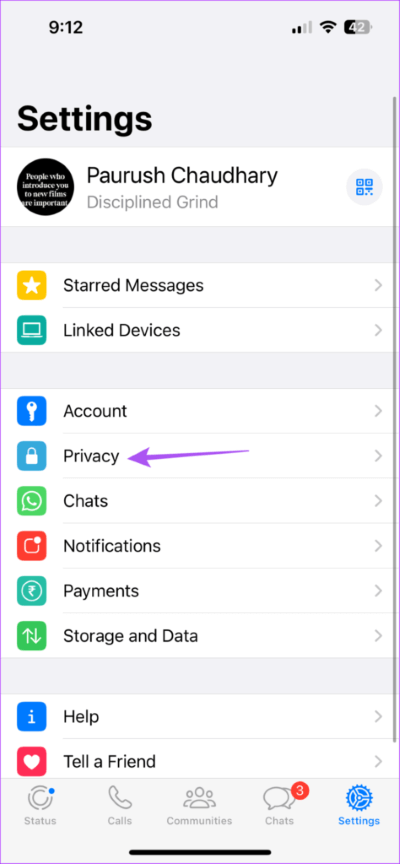 privacy-setings-whatsapp-474x1024-1 أفضل 5 إصلاحات لعدم عمل معرف الوجه Face ID في WhatsApp على iPhone