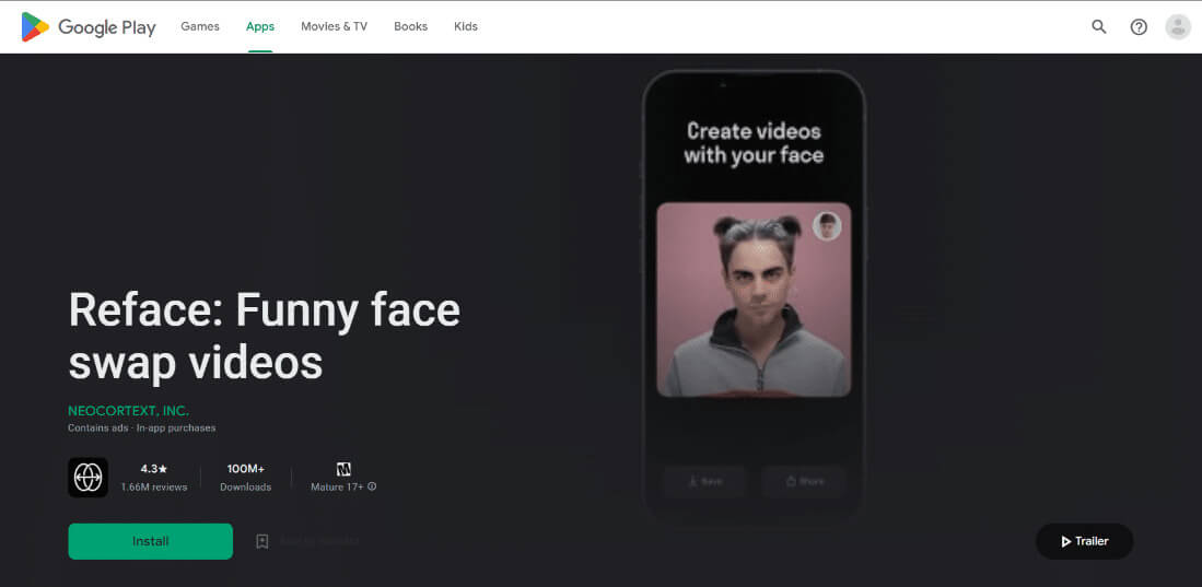 reface-playstore أفضل 20 تطبيق لتحويل صور الوجه Face Morph مجاني على Android