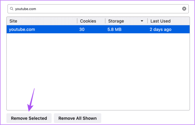 remove-youtube-data-from-firefox-768x493-1 أفضل 8 إصلاحات لعدم عمل YouTube في Firefox على Mac