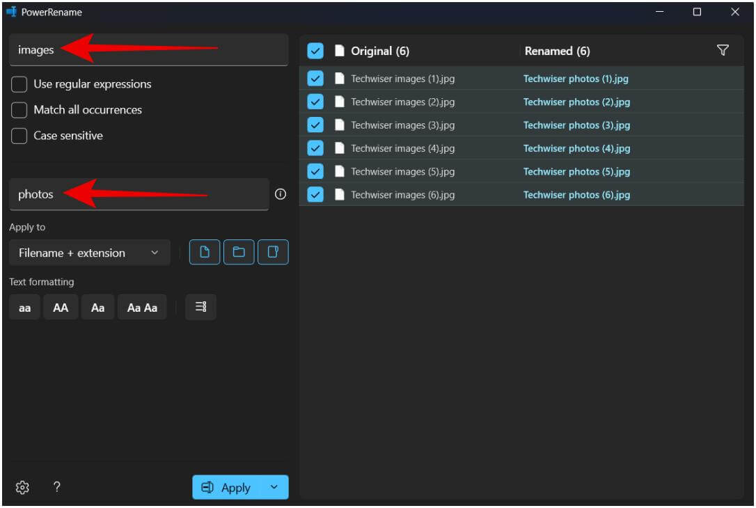 renaming-the-files-with-power-rename 4 طرق لإعادة تسمية ملفات متعددة مرة واحدة على Windows 10 و 11