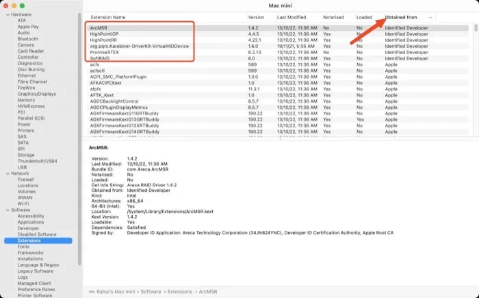 report-on-installed-third-party-kernel-extensions.jpeg كيفية إصلاح استخدام وحدة المعالجة المركزية العالي على جهاز Mac