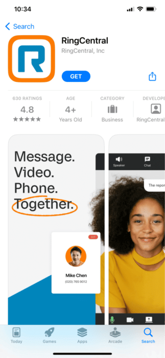 ringcentral-app-store-1-473x1024-1-e1671714967758 22 من أفضل تطبيقات أرقام الهواتف المزيفة المجانية لـ iPhone