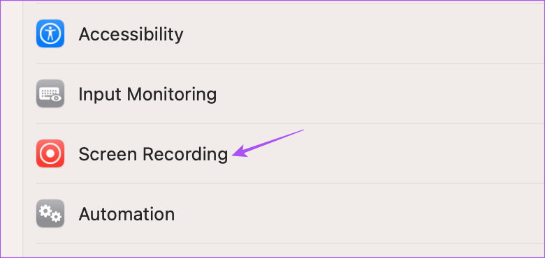 screen-recording-privacy-settings-mac أفضل 7 إصلاحات لعدم عمل مسجل الشاشة على نظام Mac