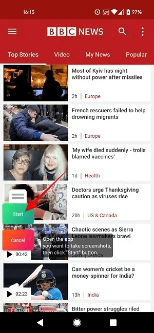 scrolling-screenshots-android-longshot-start-capture.jpg كيفية التقاط لقطة شاشة قابلة للتمرير على Android