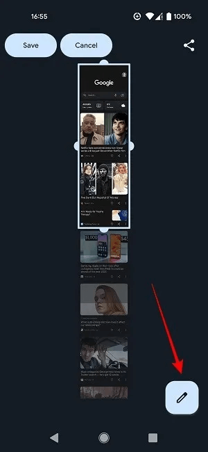 scrolling-screenshots-android-native-feature-save-selection.jpg كيفية التقاط لقطة شاشة قابلة للتمرير على Android