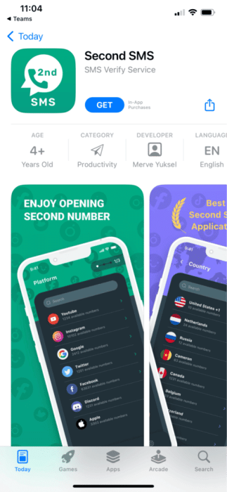second-sms-app-store-1-473x1024-1-e1671714500389 22 من أفضل تطبيقات أرقام الهواتف المزيفة المجانية لـ iPhone