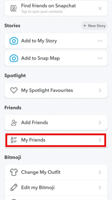 select-My-friends-from-the-given-options-e1671310308225 كيف ترى قائمة أفضل أصدقائك على Snapchat