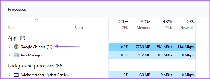 select-browser-task-manager-windows-11 أفضل 7 إصلاحات لعدم إمكانية إرسال الملفات على WhatsApp للويب