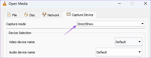 select-capture-mode-vlc-windows أفضل 4 طرق لتسجيل الشاشة بدون Xbox Game Bar على Windows 11