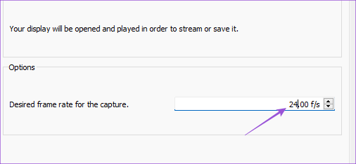 select-frame-rate-for-screen-recording-vlc-windows أفضل 4 طرق لتسجيل الشاشة بدون Xbox Game Bar على Windows 11
