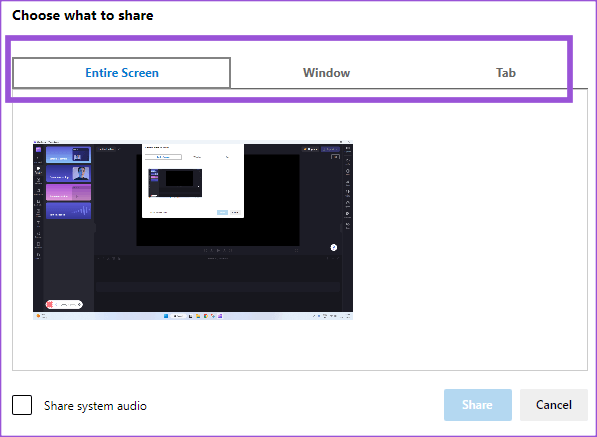 select-screen-record-area-clipchamp-windows-11 أفضل 4 طرق لتسجيل الشاشة بدون Xbox Game Bar على Windows 11